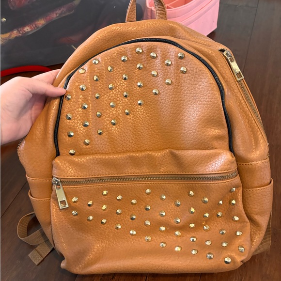 Studded Tan Backpack - Picture 1 of 2